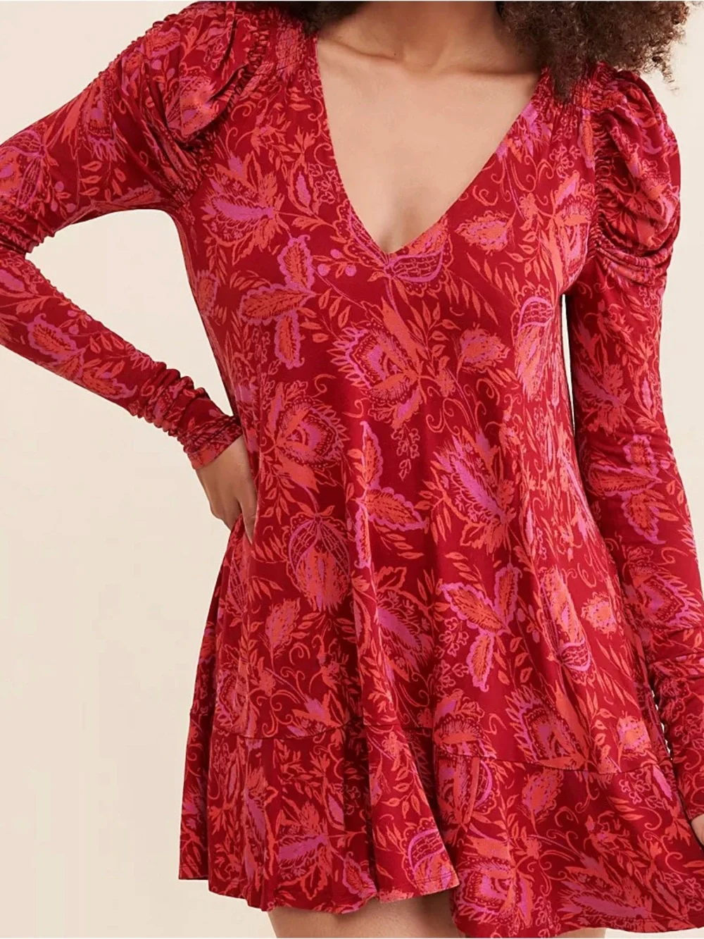 Free People Women’s Hello Lover Tunic Top Floral Mini Dress Size M